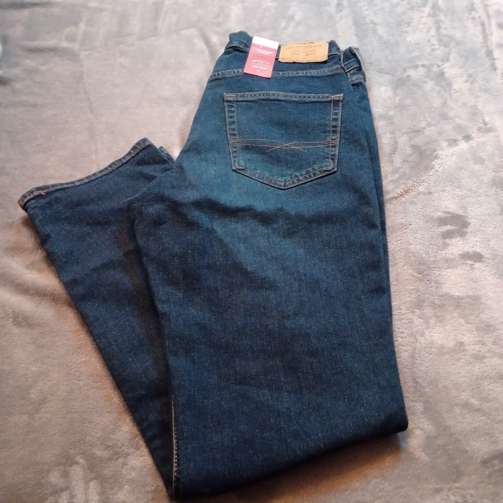 Signature by Levi Strauss‎ Jeans Mens 32 x 32 Dark Blue Athletic Fit Stretch NEW
